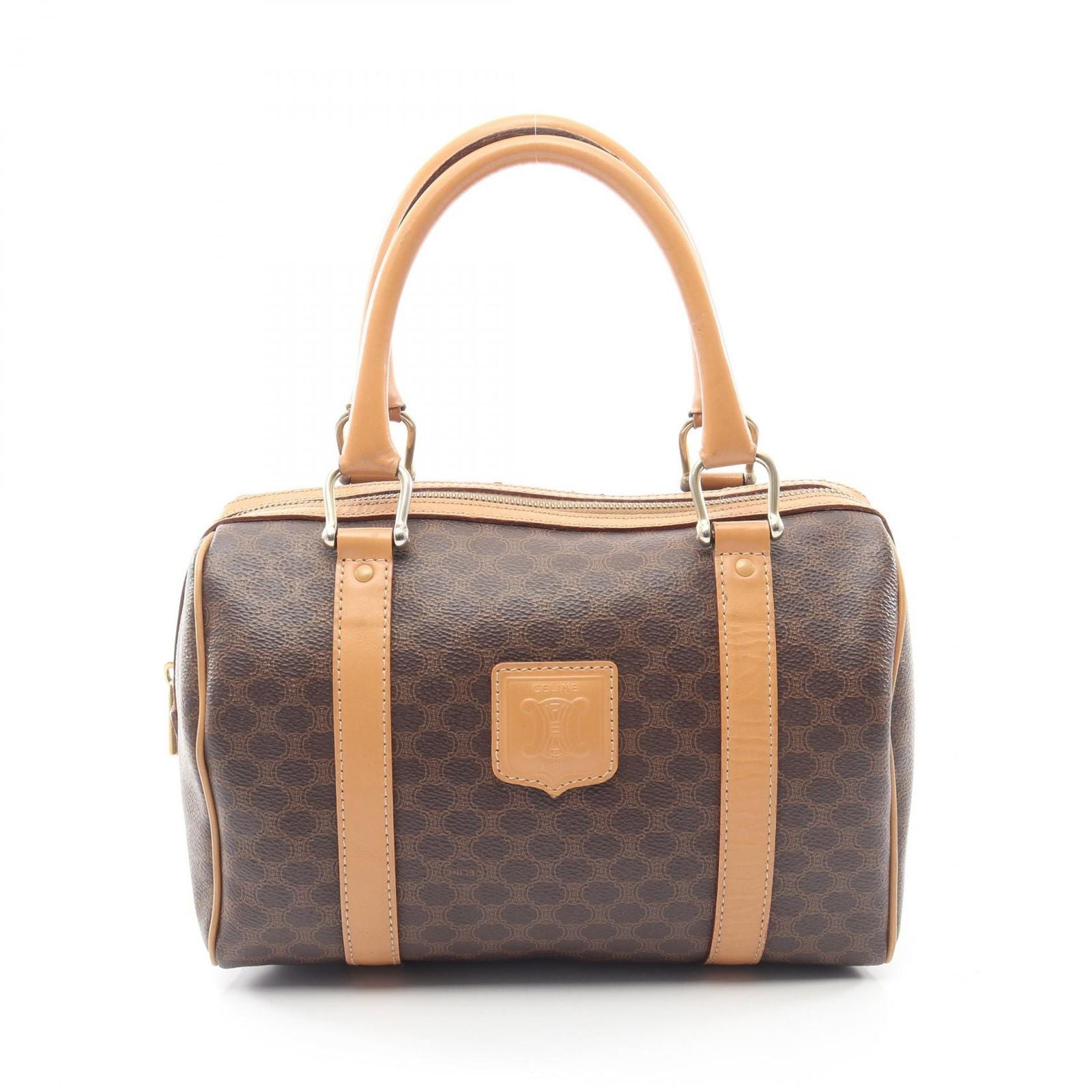 Celine Tote Macadam Brown Canvas Leather Handbag