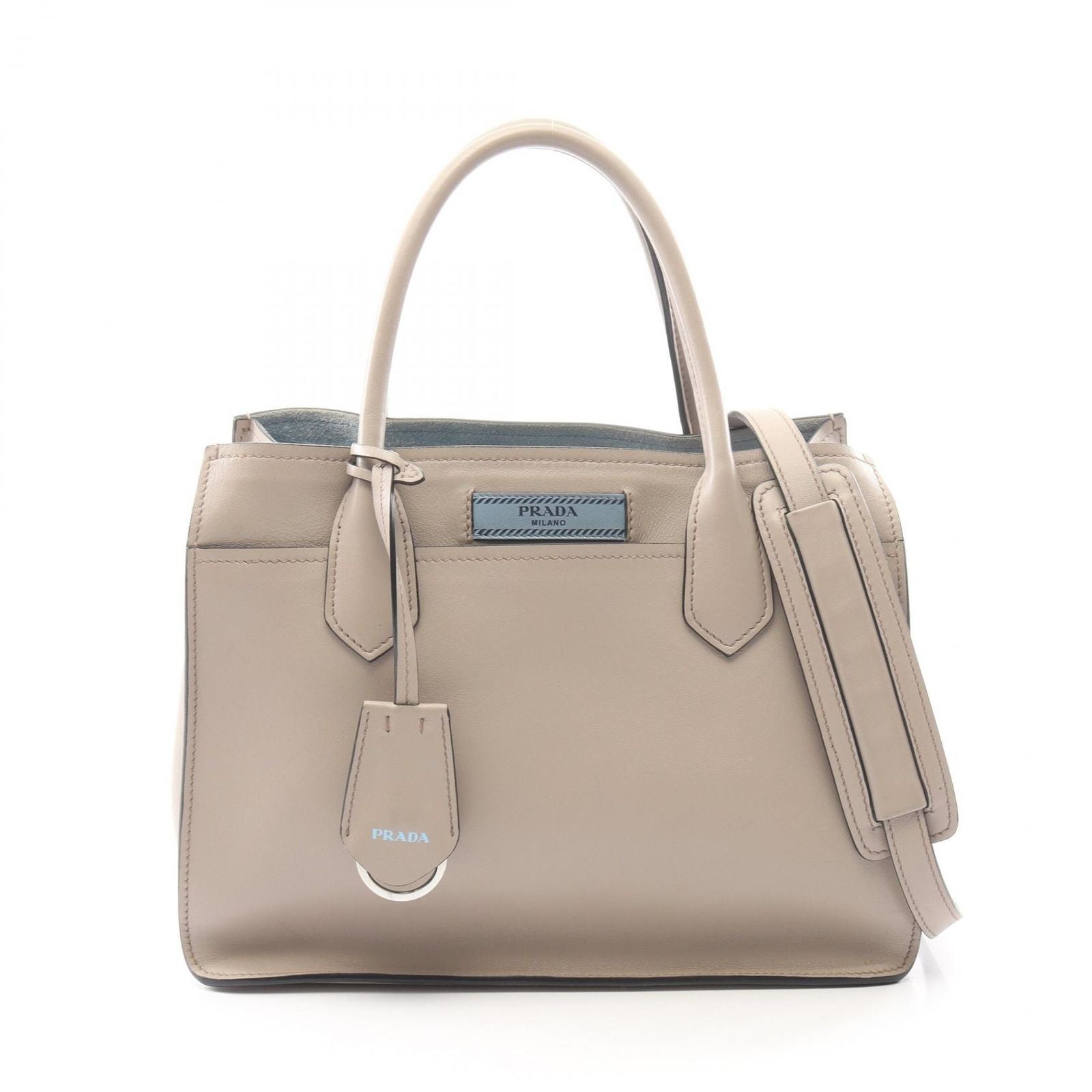 Prada Handbag City Calf 2-Way Gray Leather Tote