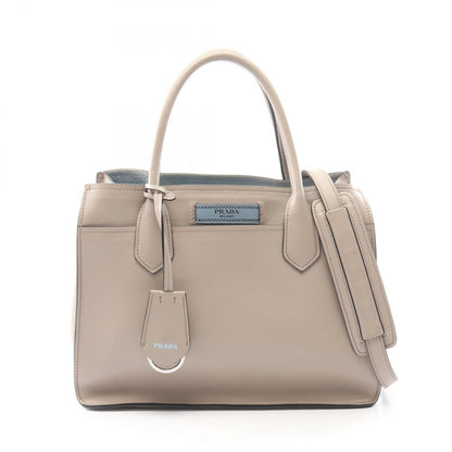 Prada Handbag City Calf 2-Way Gray Leather Tote