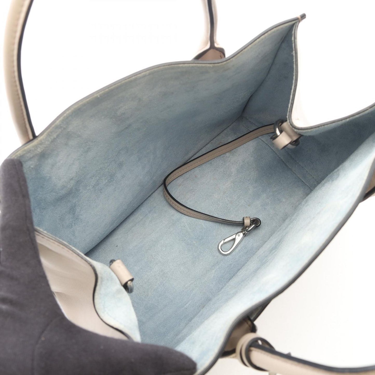 Prada Handbag City Calf 2-Way Gray Leather Tote — view 3