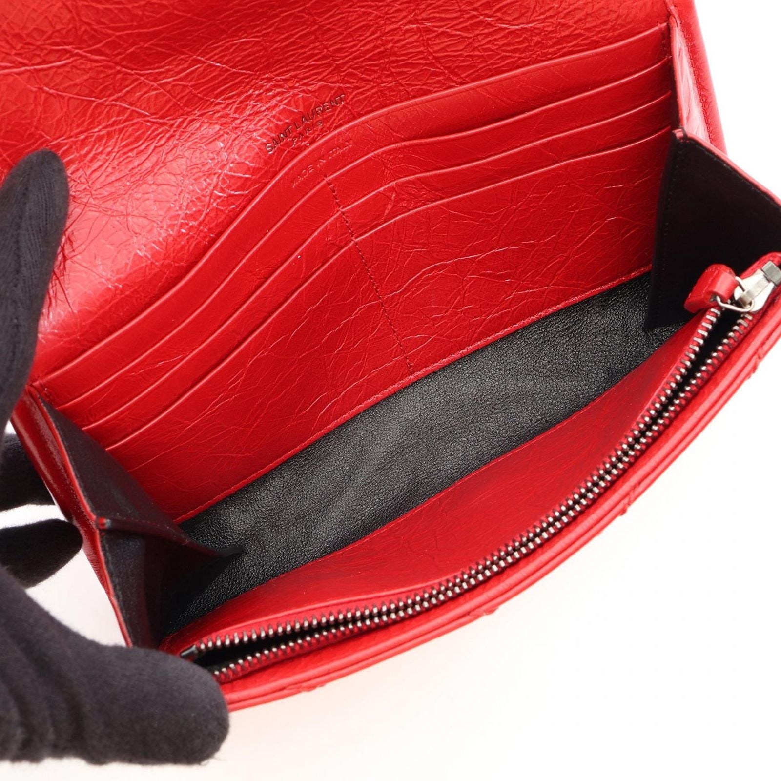 Saint Laurent Paris Bifold Wallet Niki Red Leather — view 3