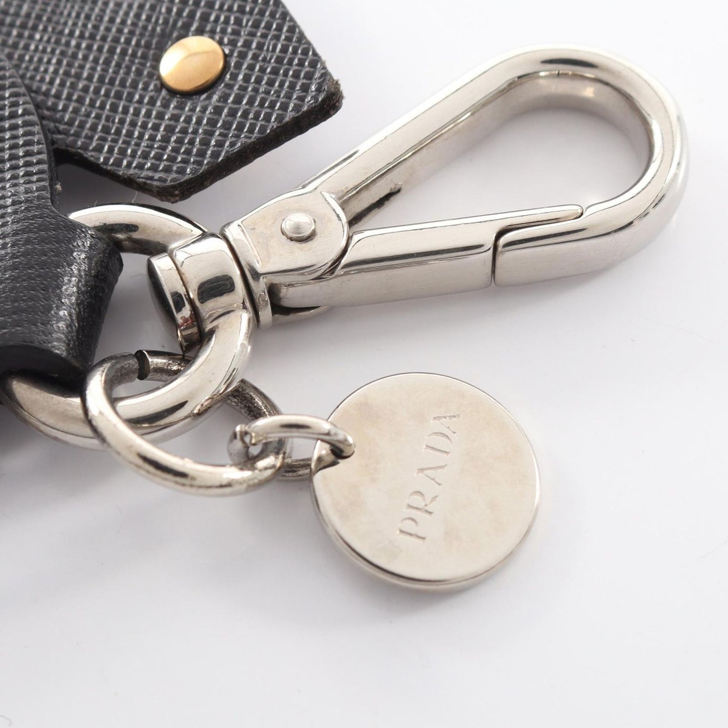 Prada Charm Robot Black Saffiano Leather Key Holder — view 3