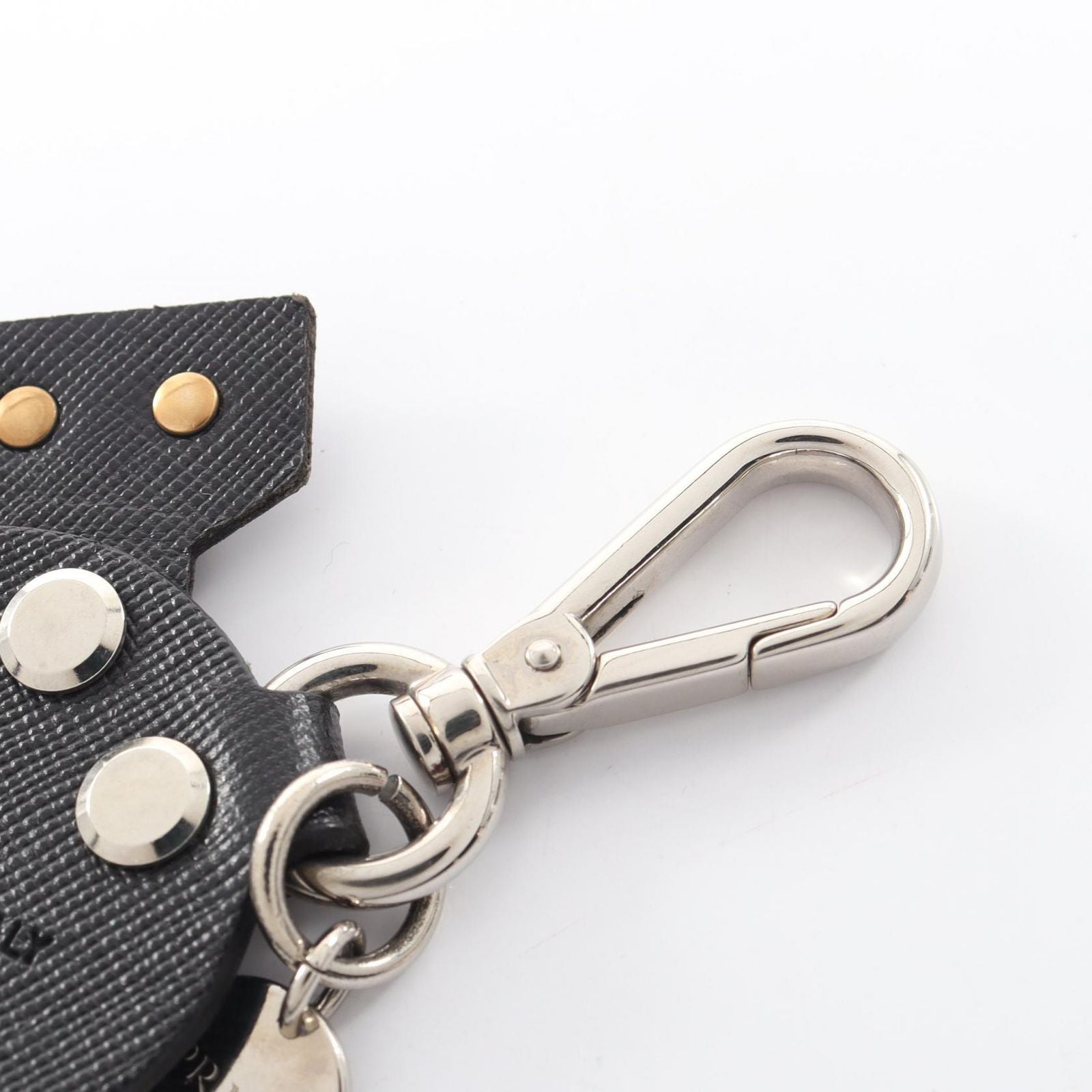 Prada Charm Robot Black Saffiano Leather Key Holder — view 6