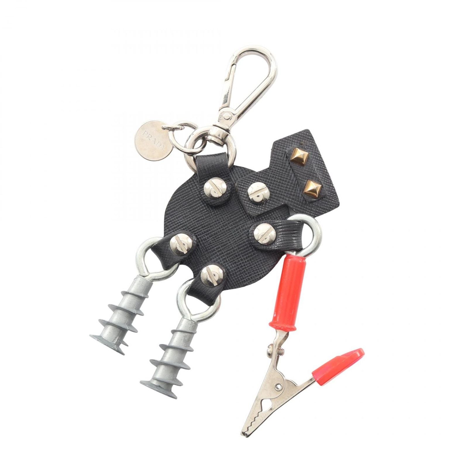 Prada Charm Robot Black Saffiano Leather Key Holder