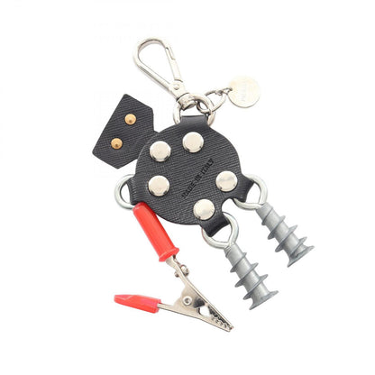 Prada Charm Robot Black Saffiano Leather Key Holder — view 2
