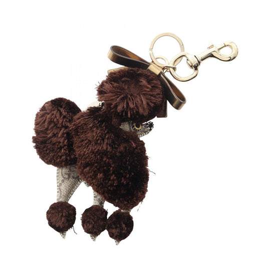 Gucci Charm Ori Loulou GG Plus Poodle Beige Brown Leather Key Holder