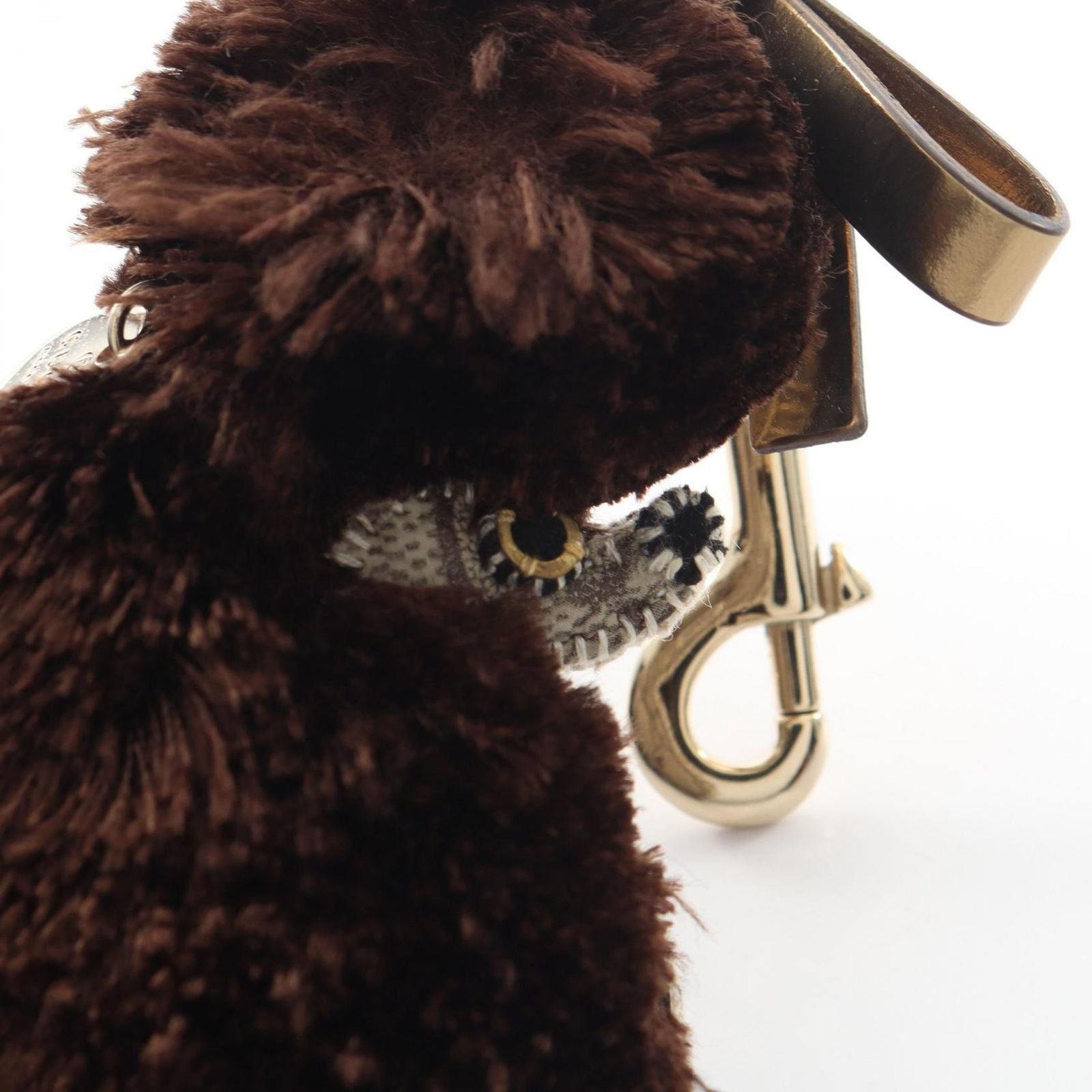 Gucci Charm Ori Loulou GG Plus Poodle Beige Brown Leather Key Holder — view 5