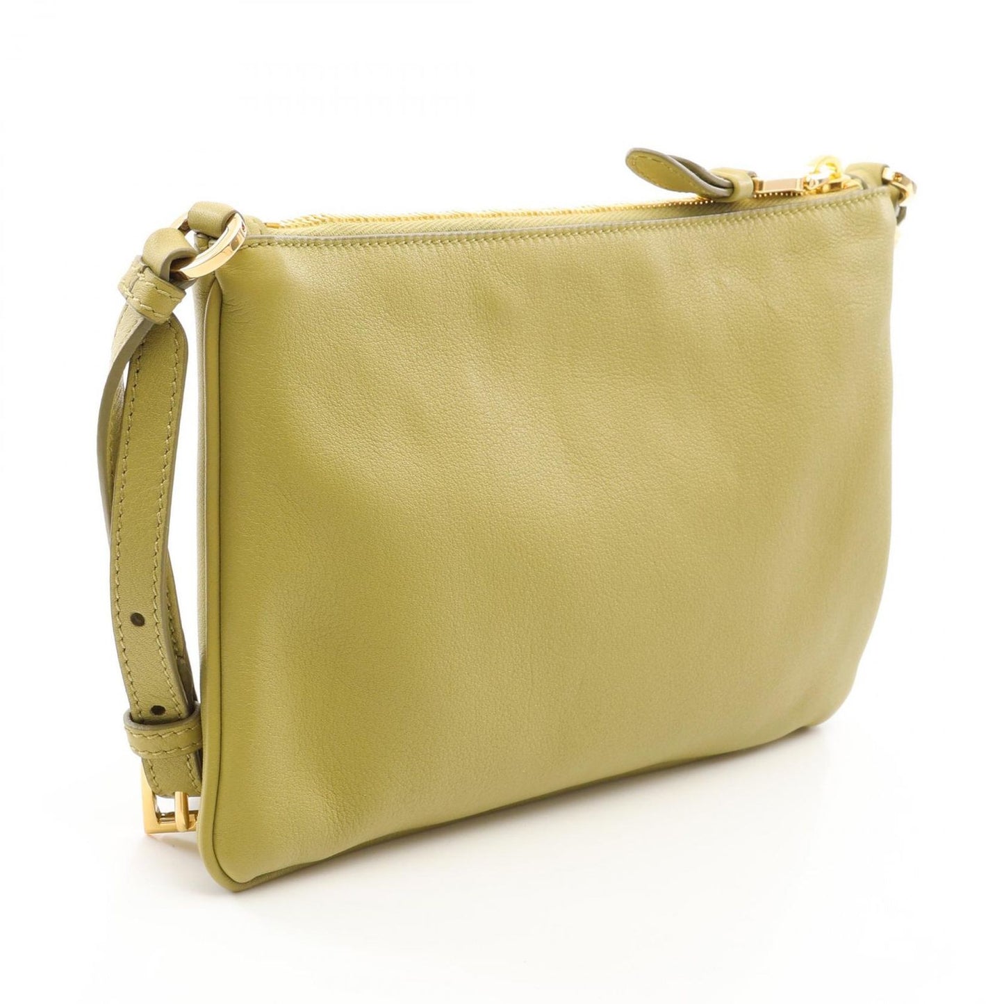 Prada Shoulder Bag Soft Grain Pistachio Green Leather Triangle Logo — view 2