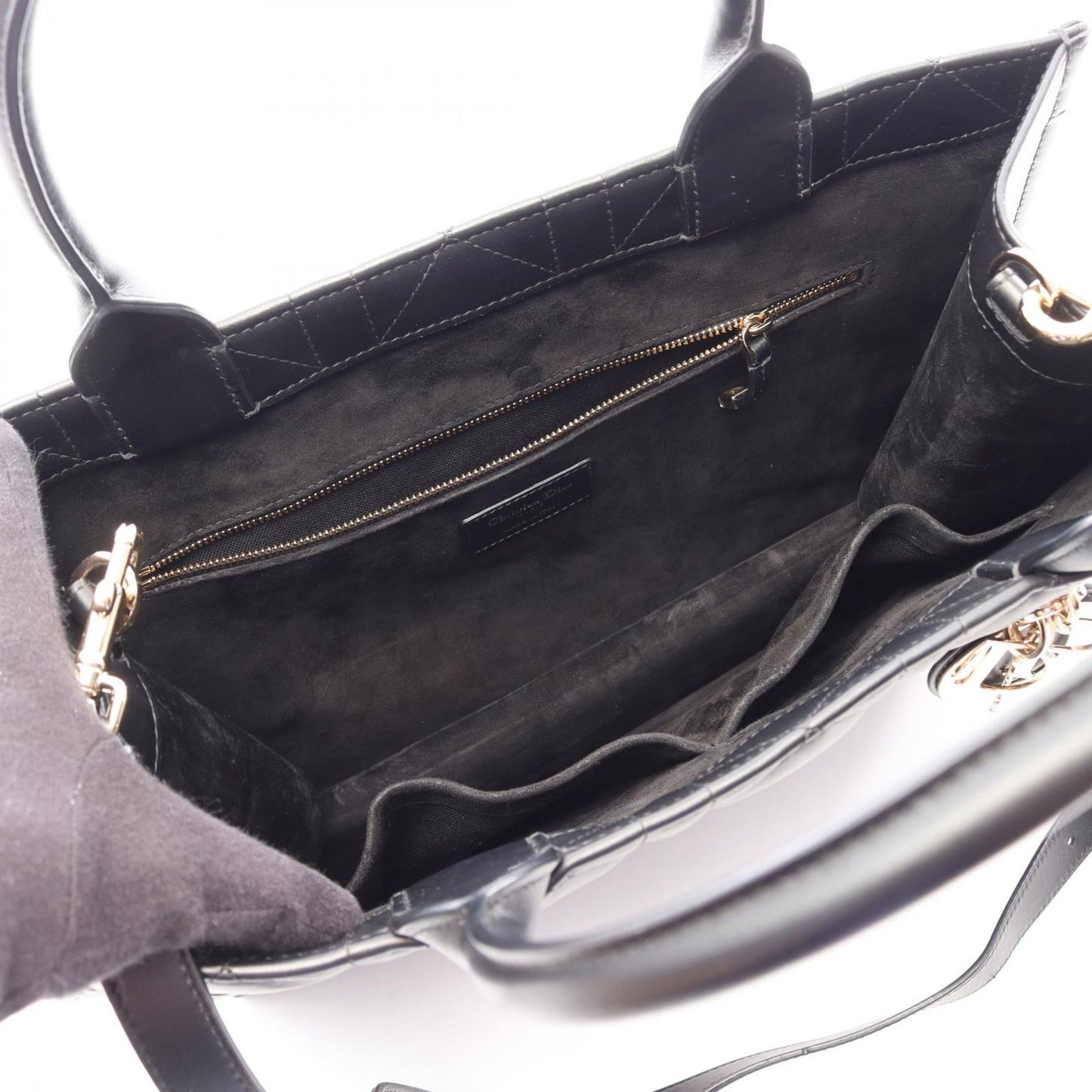Dior Tote Book Micro Cannage 2-Way Black Leather Macro — view 3