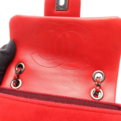 Chanel Shoulder Bag Quilted Small Red Leather Wool Chain — view 6