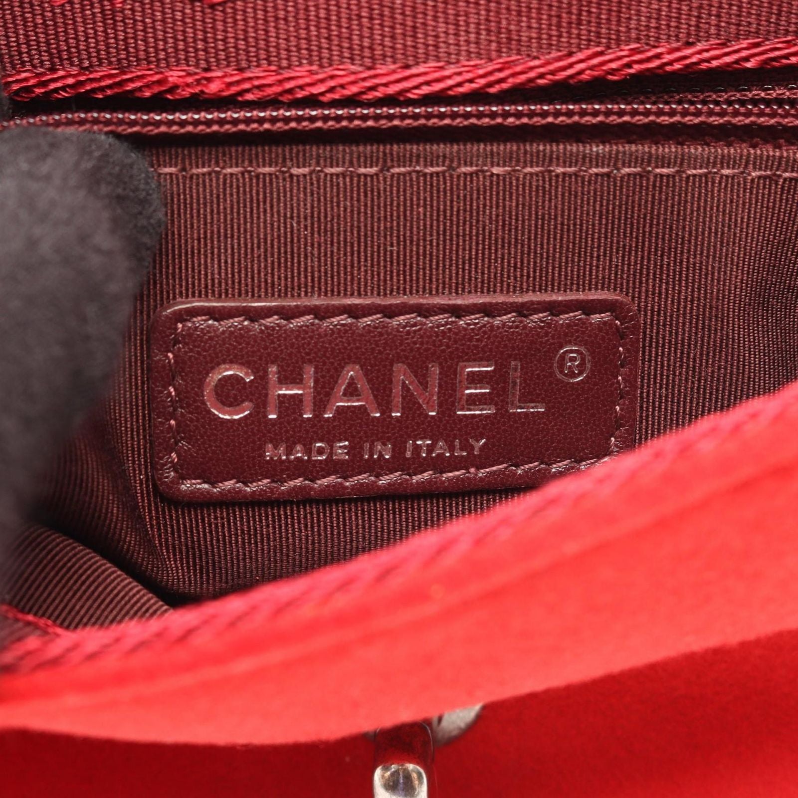 Chanel Shoulder Bag Quilted Small Red Leather Wool Chain — view 4