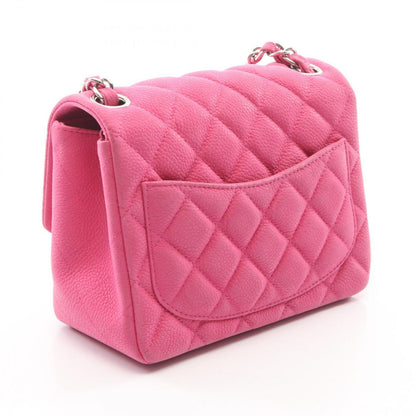 Chanel Shoulder Bag Mini Quilted Fuchsia Pink Caviar Leather Chain — view 2