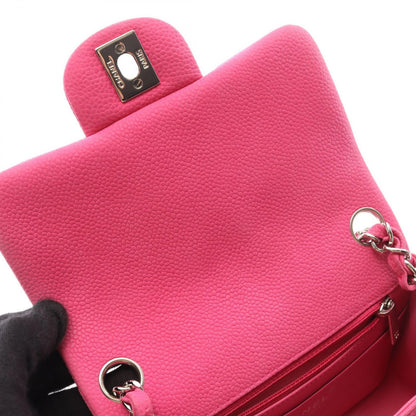 Chanel Shoulder Bag Mini Quilted Fuchsia Pink Caviar Leather Chain — view 6