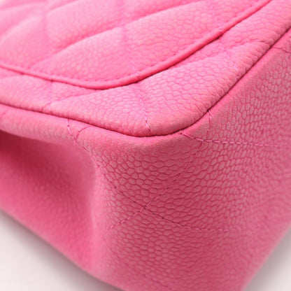 Chanel Shoulder Bag Mini Quilted Fuchsia Pink Caviar Leather Chain — view 8