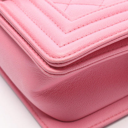 Chanel Shoulder Bag Boy Small Pink Caviar Leather Chain — view 6