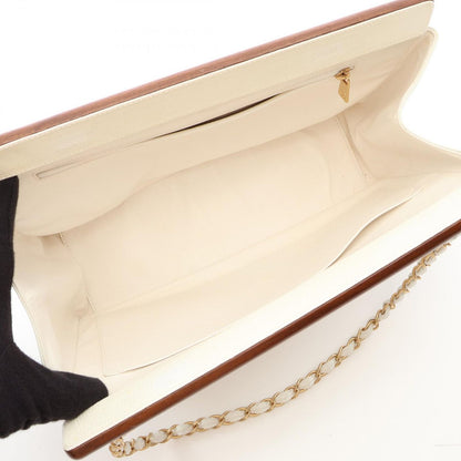 Chanel Handbag Quilted White Brown Caviar Leather Chain — view 3