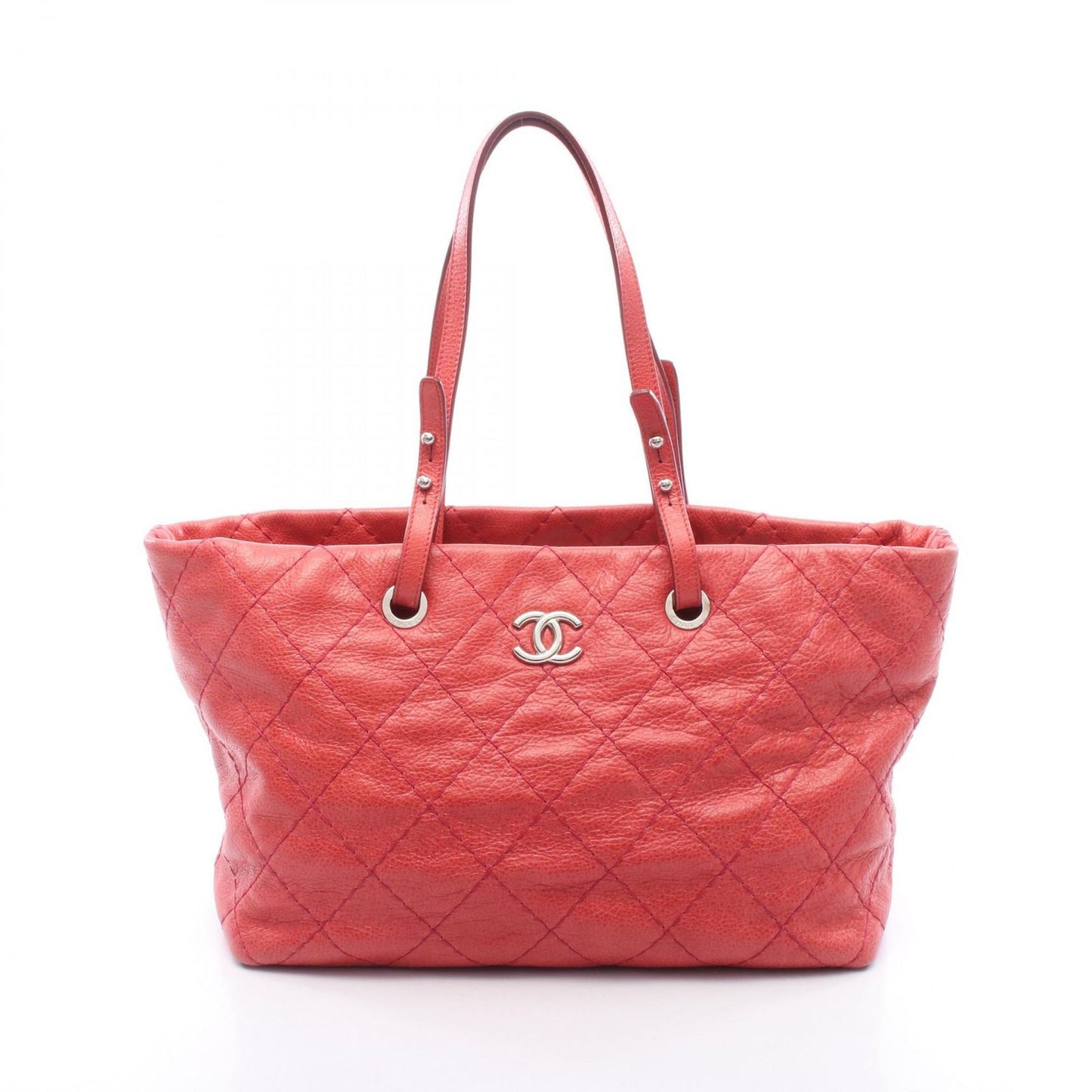 Chanel Tote on the Road Red Leather Wild Stitch
