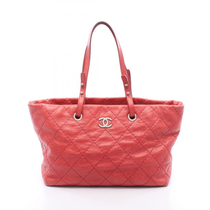 Chanel Tote on the Road Red Leather Wild Stitch