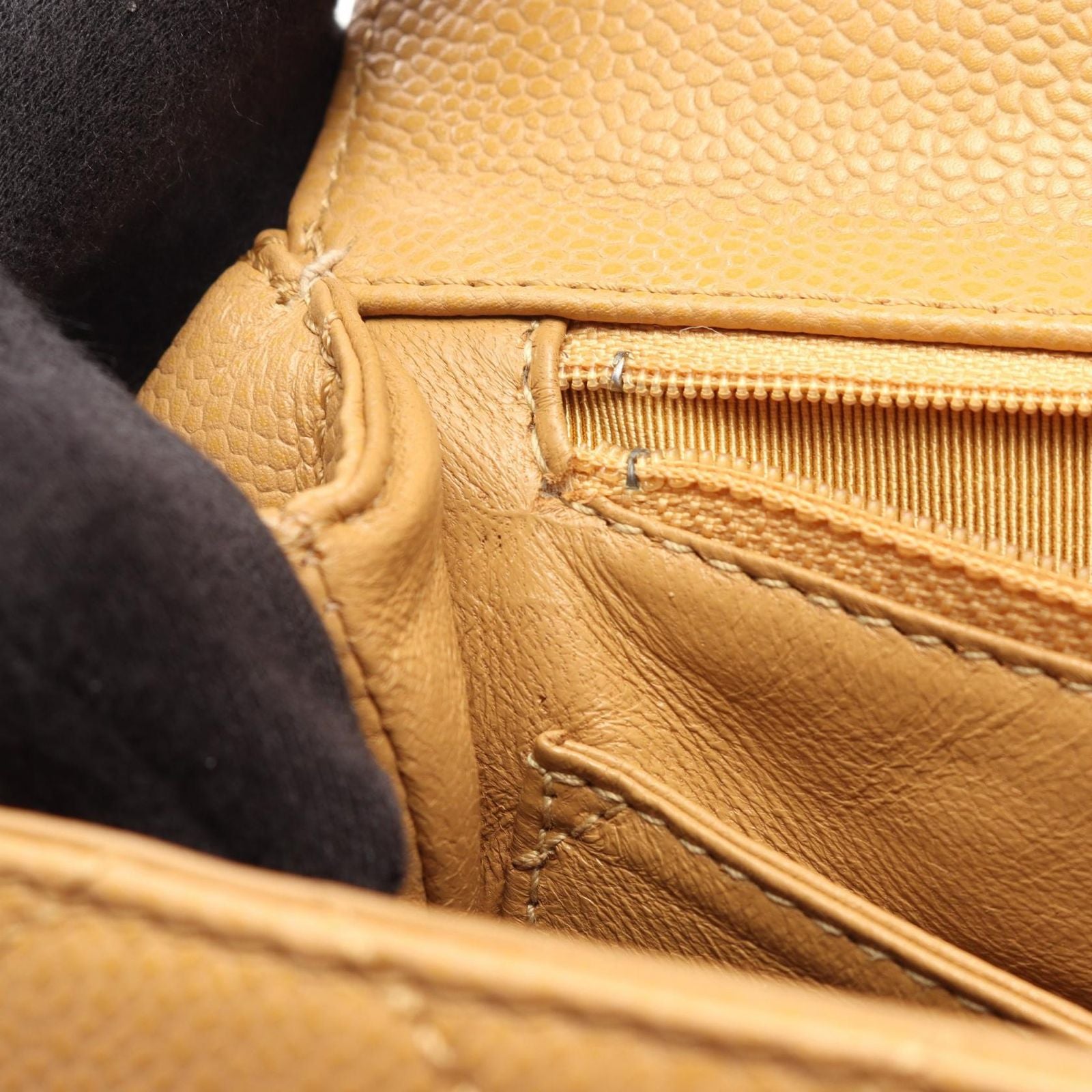 Chanel Handbag Quilted Beige Caviar Leather Top Handle — view 7