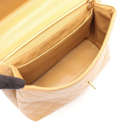 Chanel Handbag Quilted Beige Caviar Leather Top Handle — view 3
