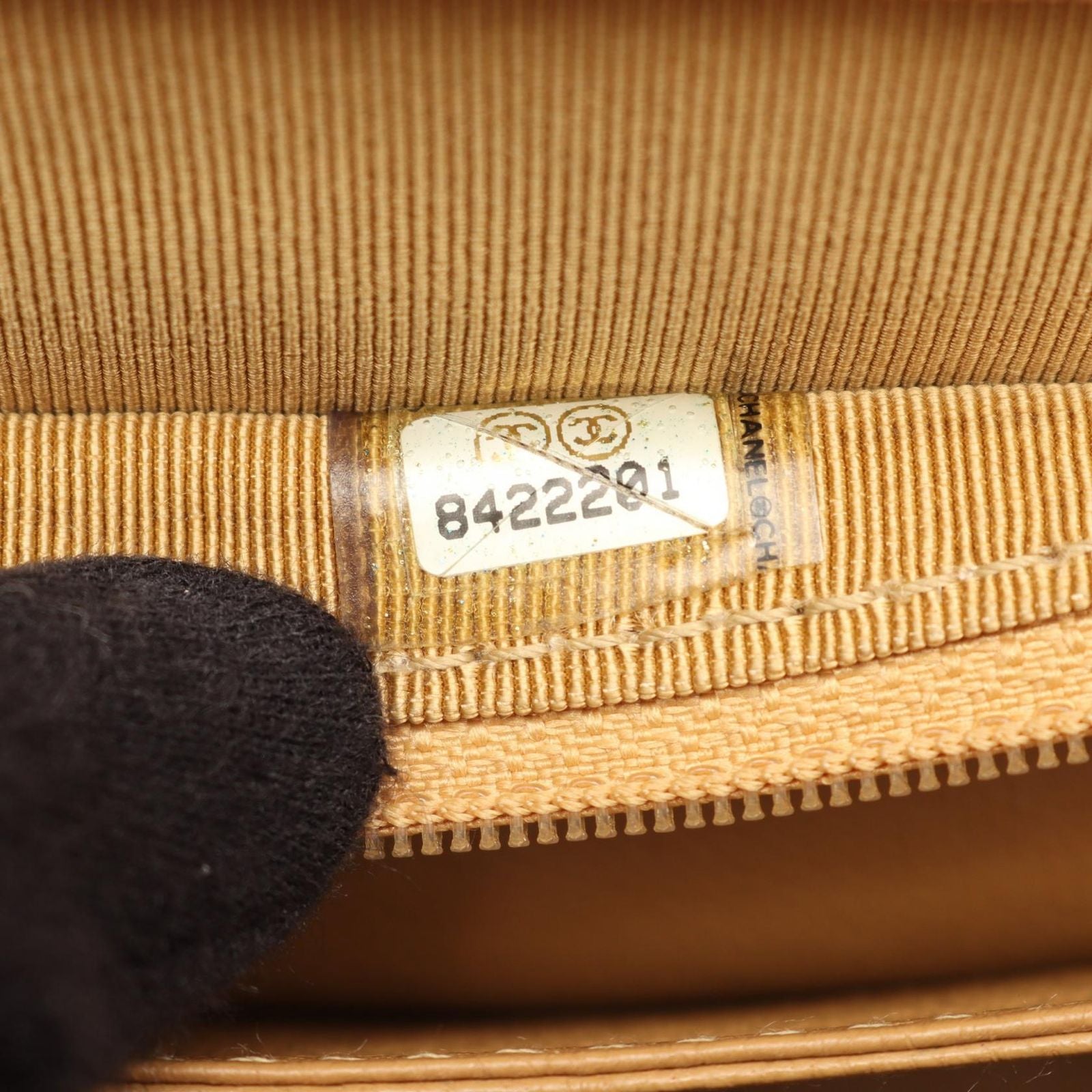 Chanel Handbag Quilted Beige Caviar Leather Top Handle — view 5