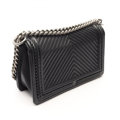 Chanel Shoulder Bag Boy Black Leather Boy Stitch Chain — view 2