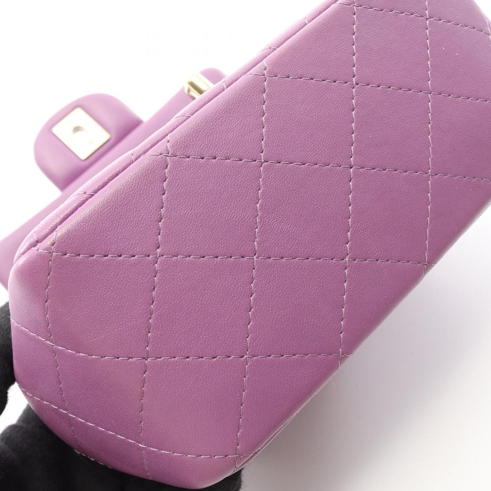 Chanel Shoulder Bag Mini Quilted Purple Lambskin Chain — view 8