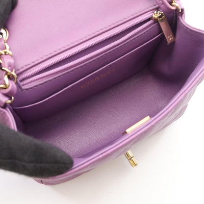 Chanel Shoulder Bag Mini Quilted Purple Lambskin Chain — view 3