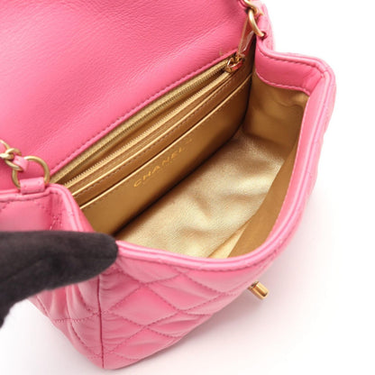 Chanel Shoulder Bag Quilted Pink Leather Mini Chain — view 3