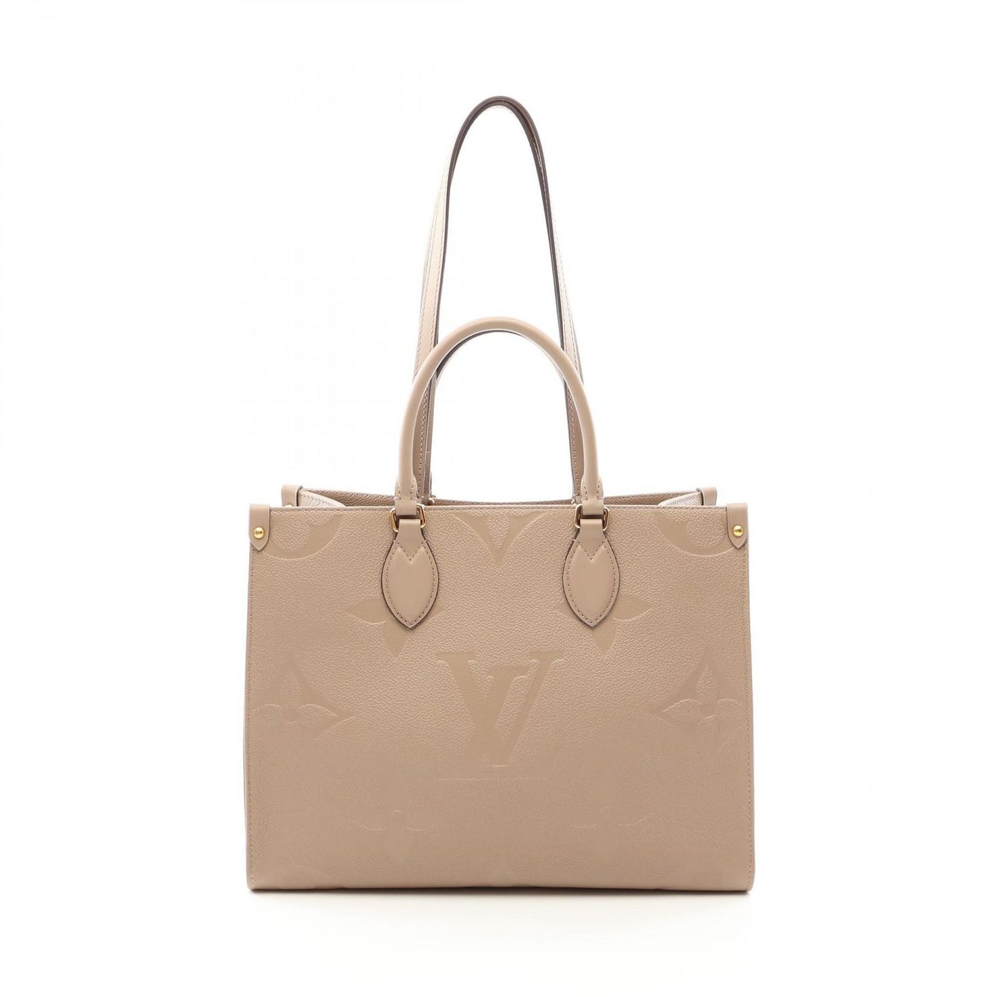 Louis Vuitton Tote On The Go MM Monogram Empreinte Tourterelle 2-Way Leather
