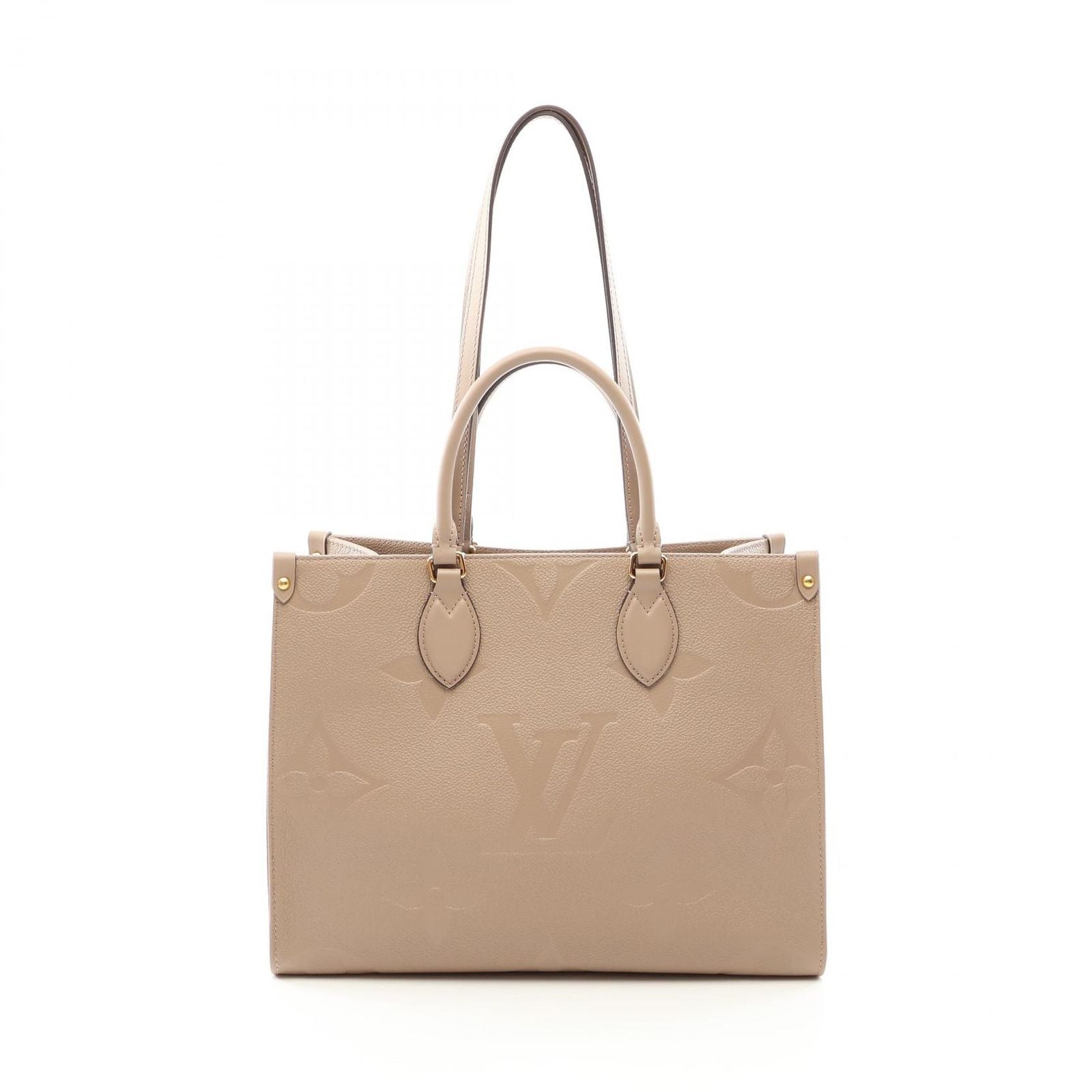 Louis Vuitton Tote On The Go MM Monogram Empreinte Tourterelle 2-Way Leather