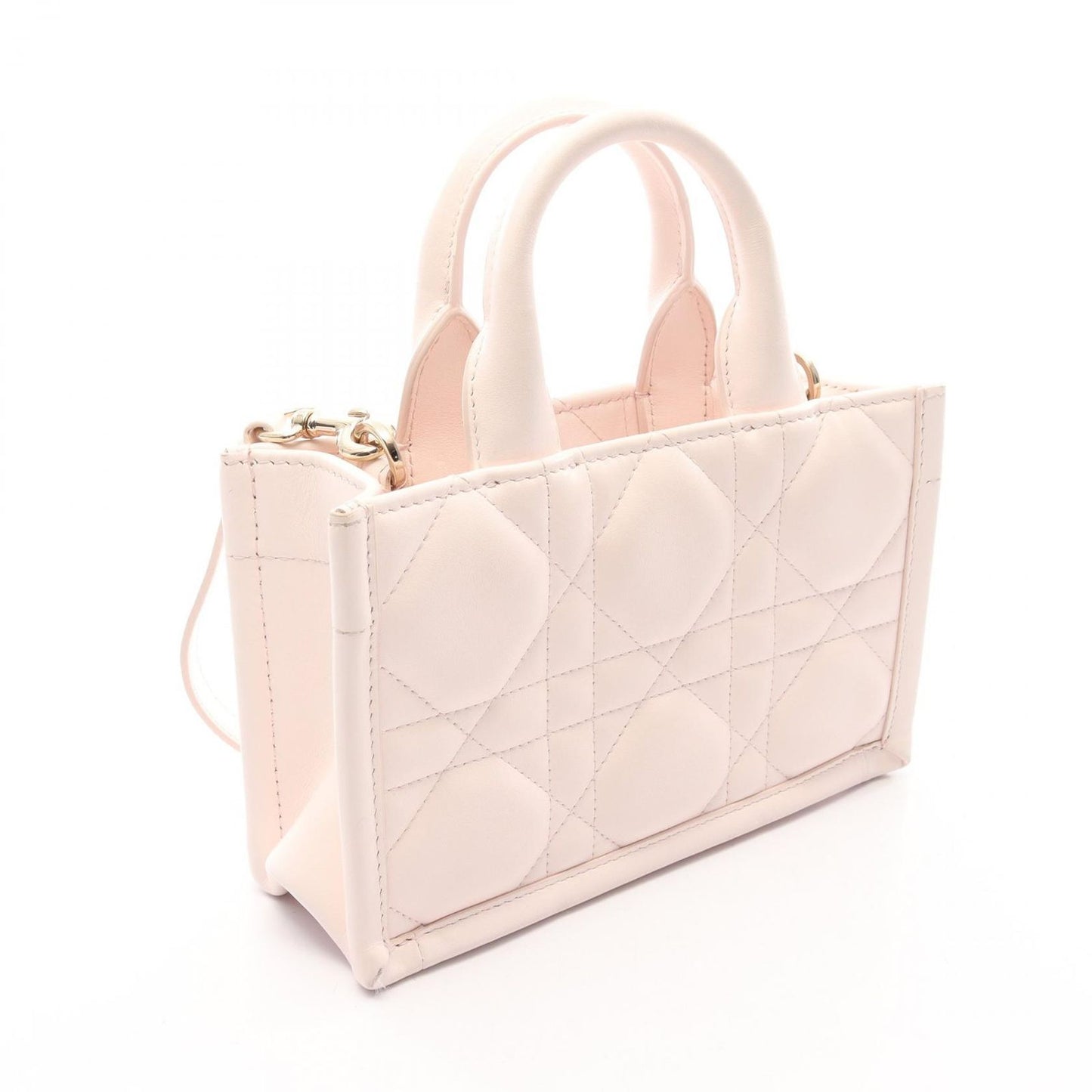Dior Handbag Macro Cannage Book Tote Mini 2-Way Baby Pink Leather — view 2