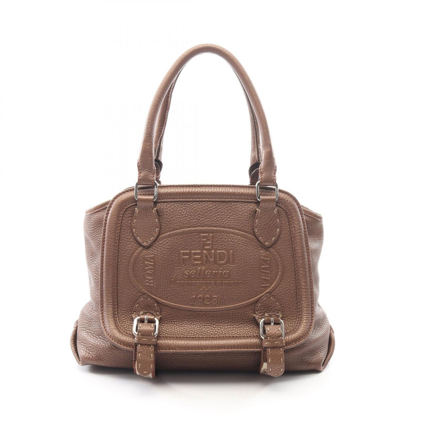 Fendi Handbag Selleria Blanc Leather Romano