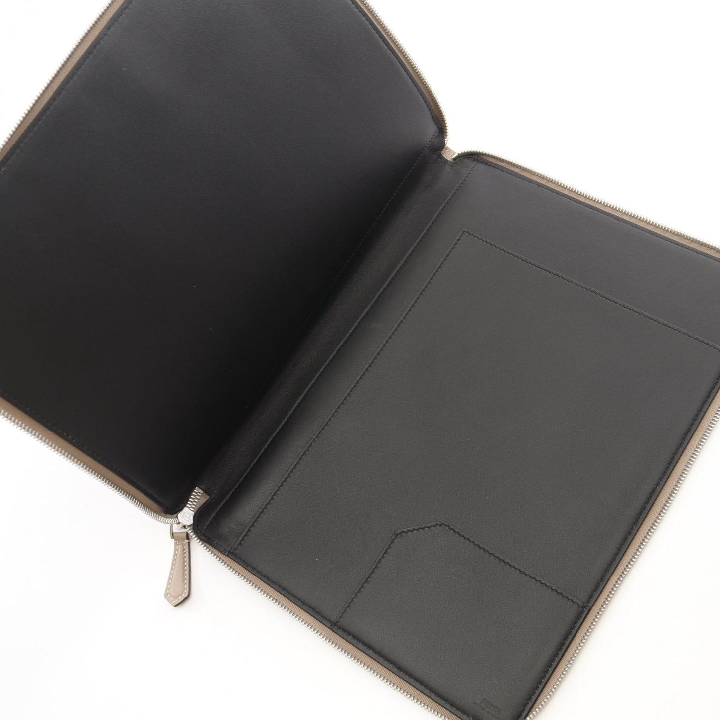 Fendi Secondbag Clutch Gray Ju Leather Pouch — view 3