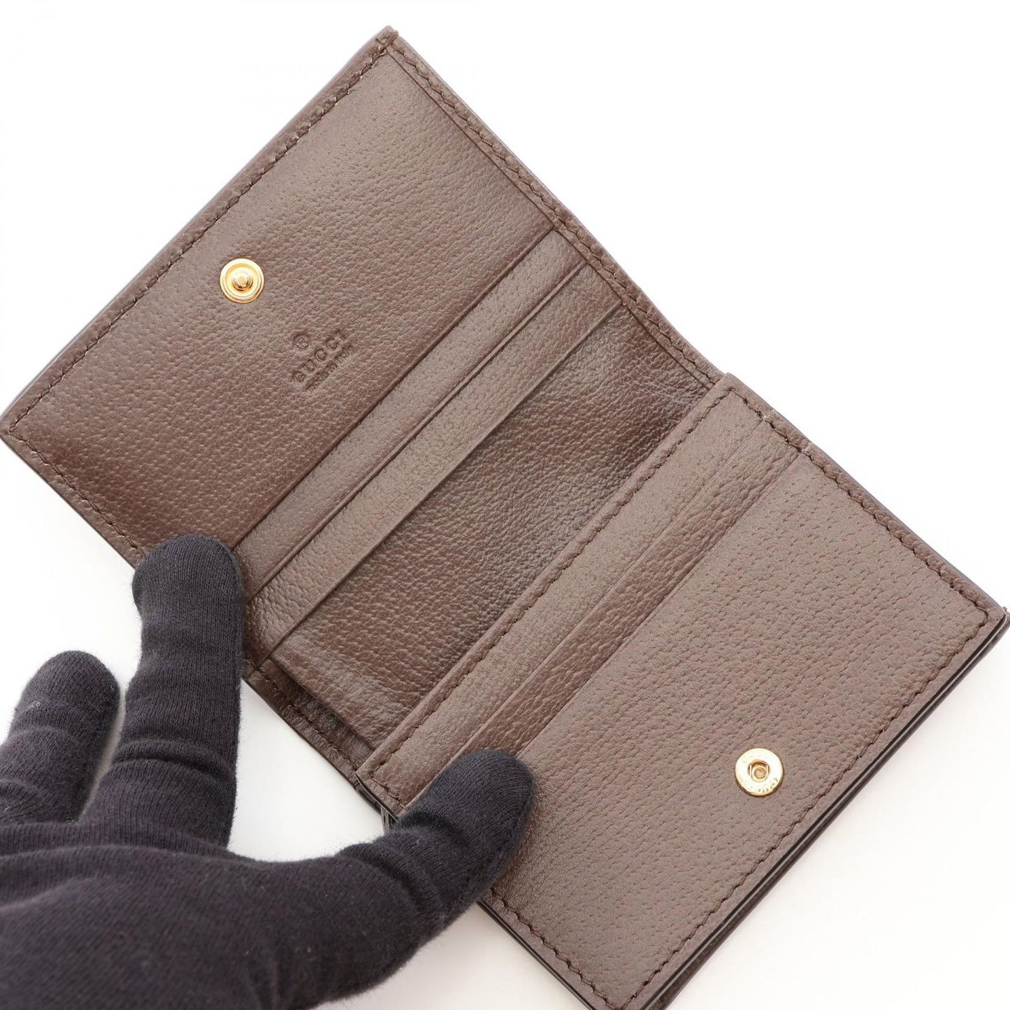 Gucci Bi Foldwallet Ophidia GG Supreme Brown Beige Green Leather Wallet — view 3