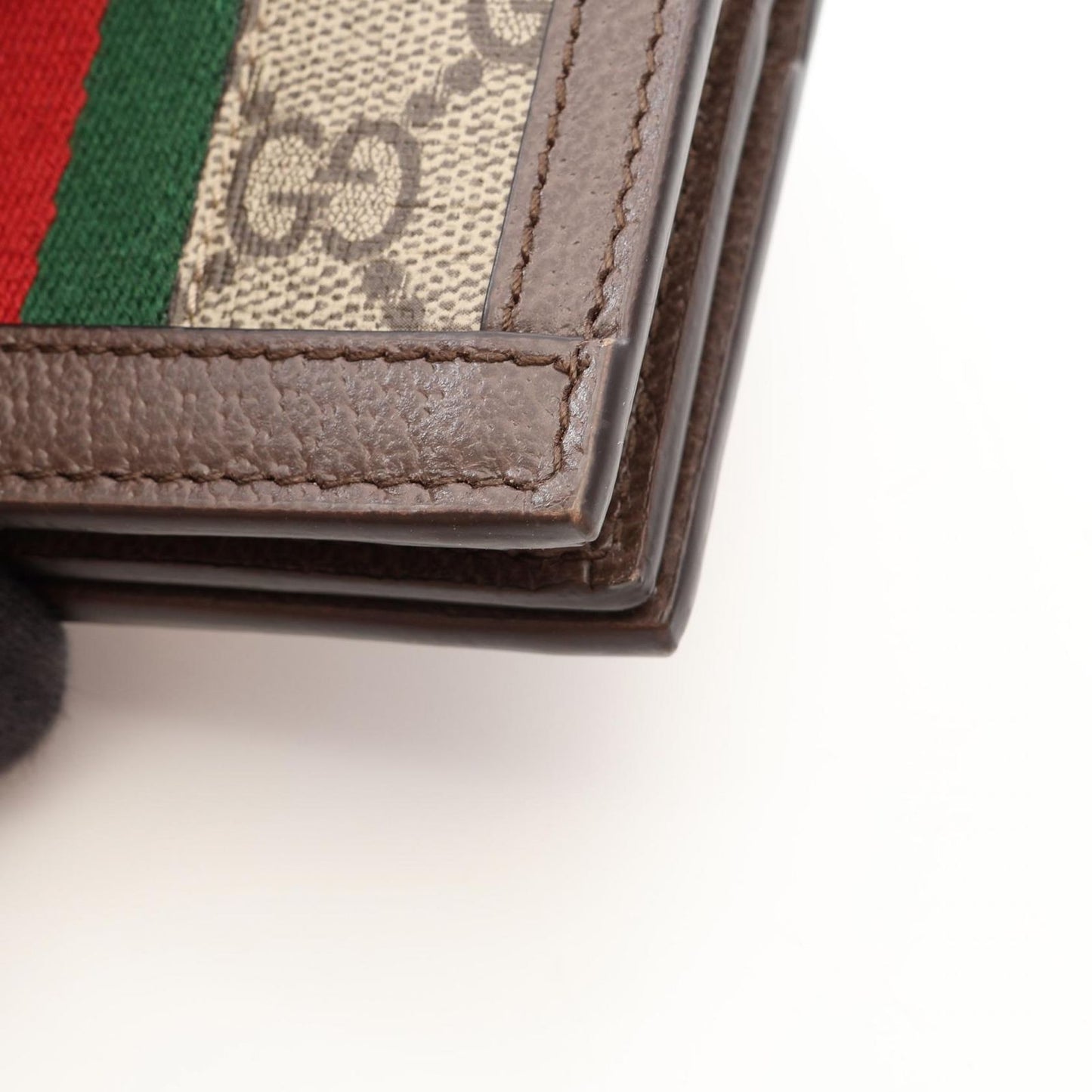 Gucci Bi Foldwallet Ophidia GG Supreme Brown Beige Green Leather Wallet — view 9