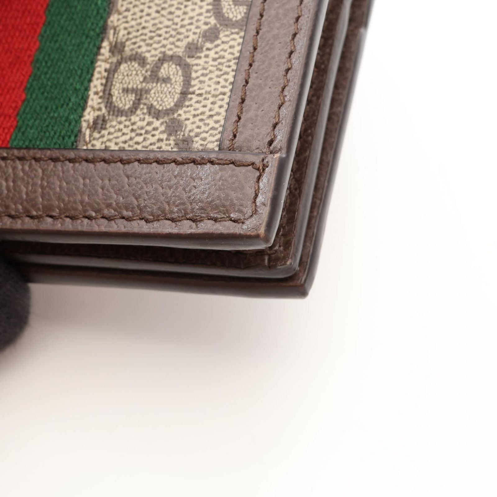 Gucci Bi Foldwallet Ophidia GG Supreme Brown Beige Green Leather Wallet — view 9