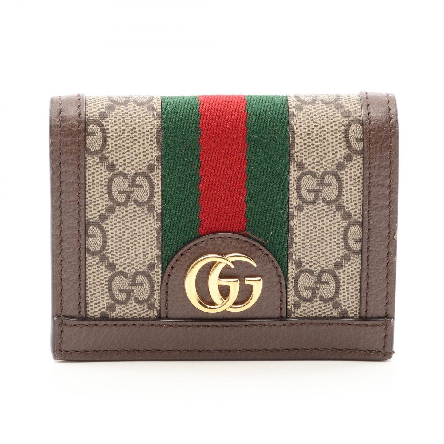 Gucci Bi Foldwallet Ophidia GG Supreme Brown Beige Green Leather Wallet