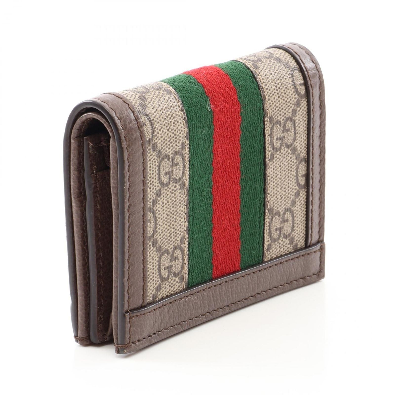 Gucci Bi Foldwallet Ophidia GG Supreme Brown Beige Green Leather Wallet — view 2