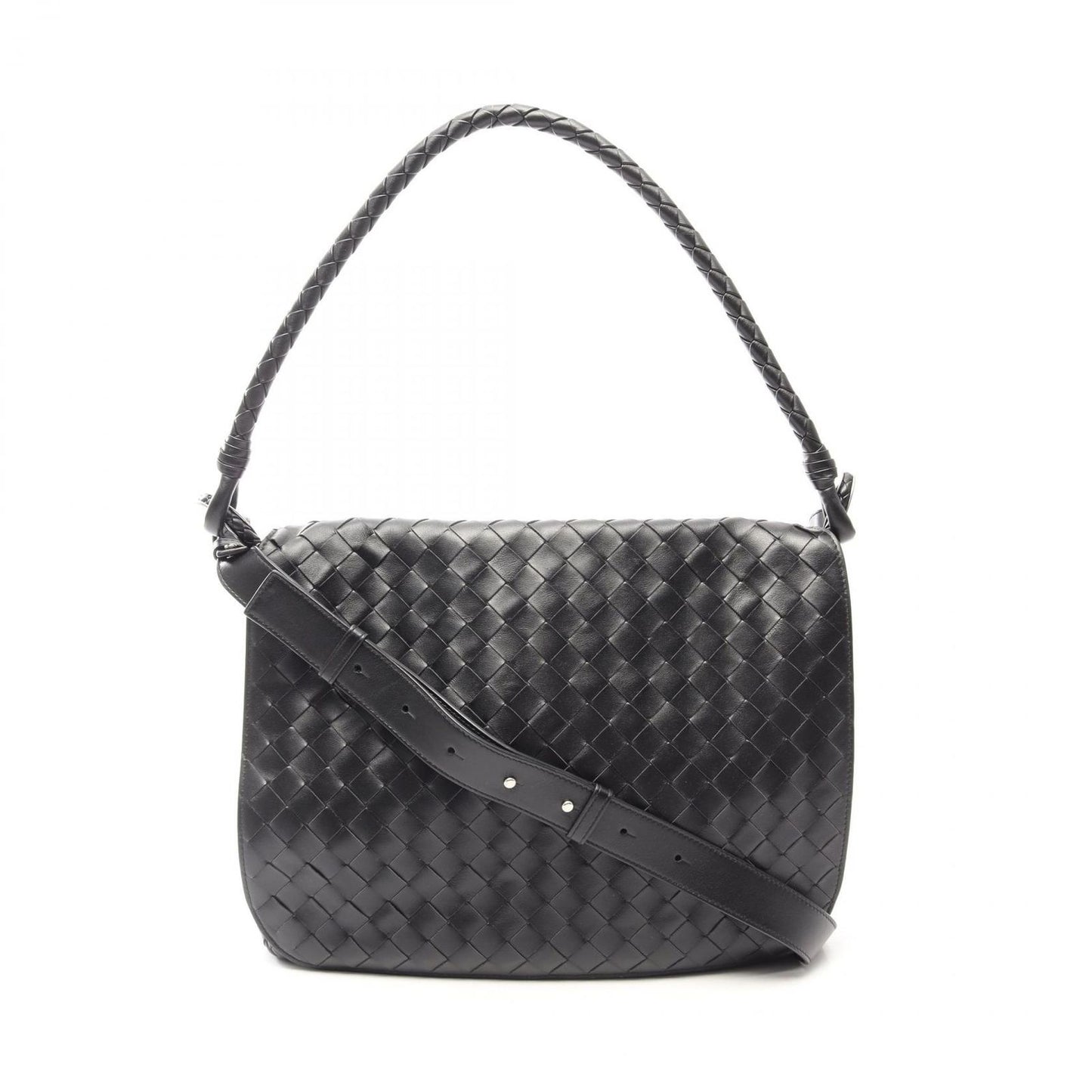 Bottega Veneta Shoulder Bag Messengerbag Intrecciato 2-Way Black Leather