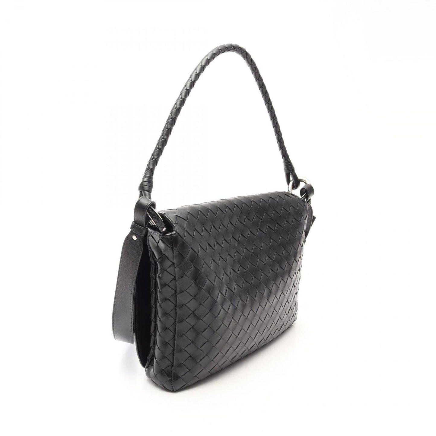 Bottega Veneta Shoulder Bag Messengerbag Intrecciato 2-Way Black Leather — view 2