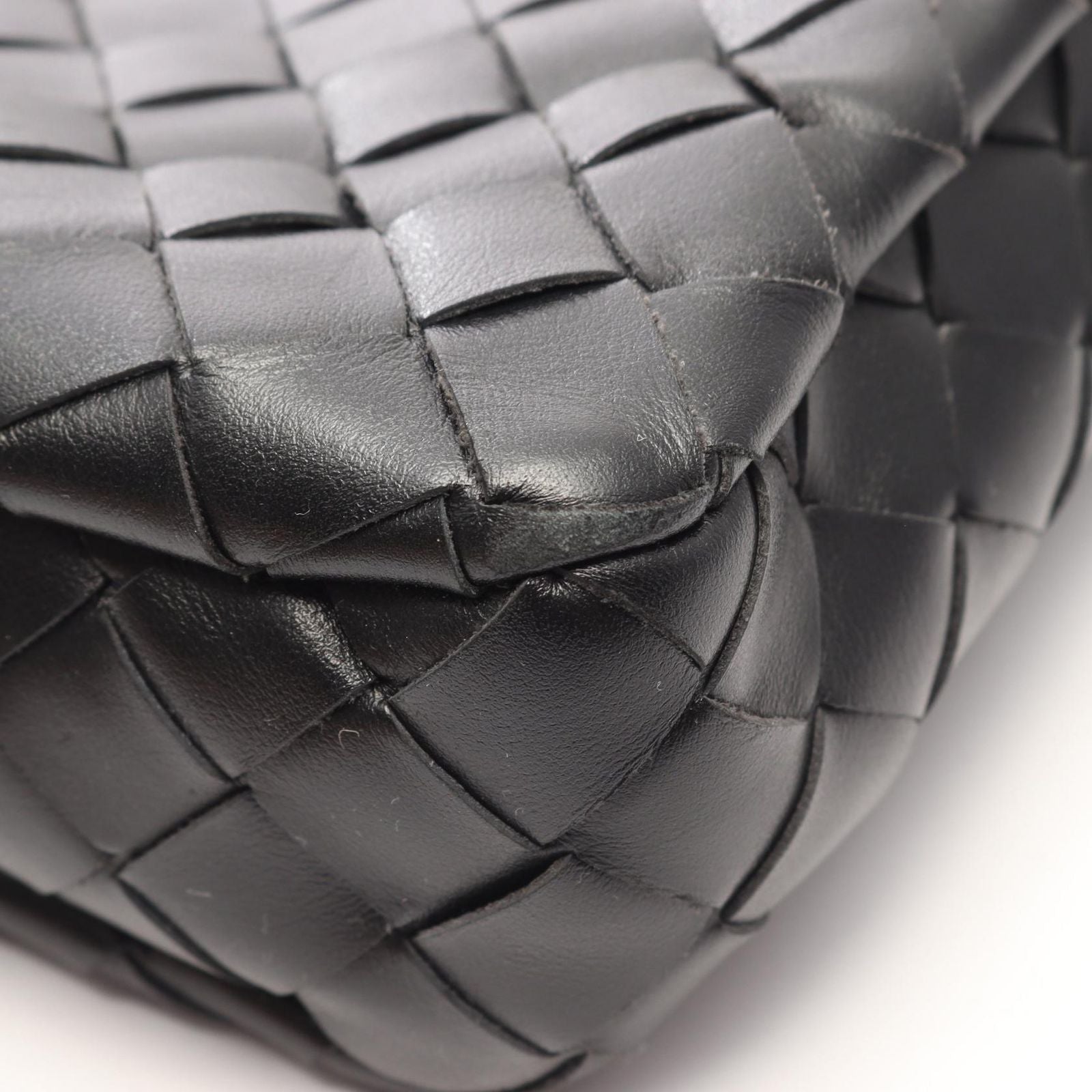 Bottega Veneta Shoulder Bag Messengerbag Intrecciato 2-Way Black Leather — view 6
