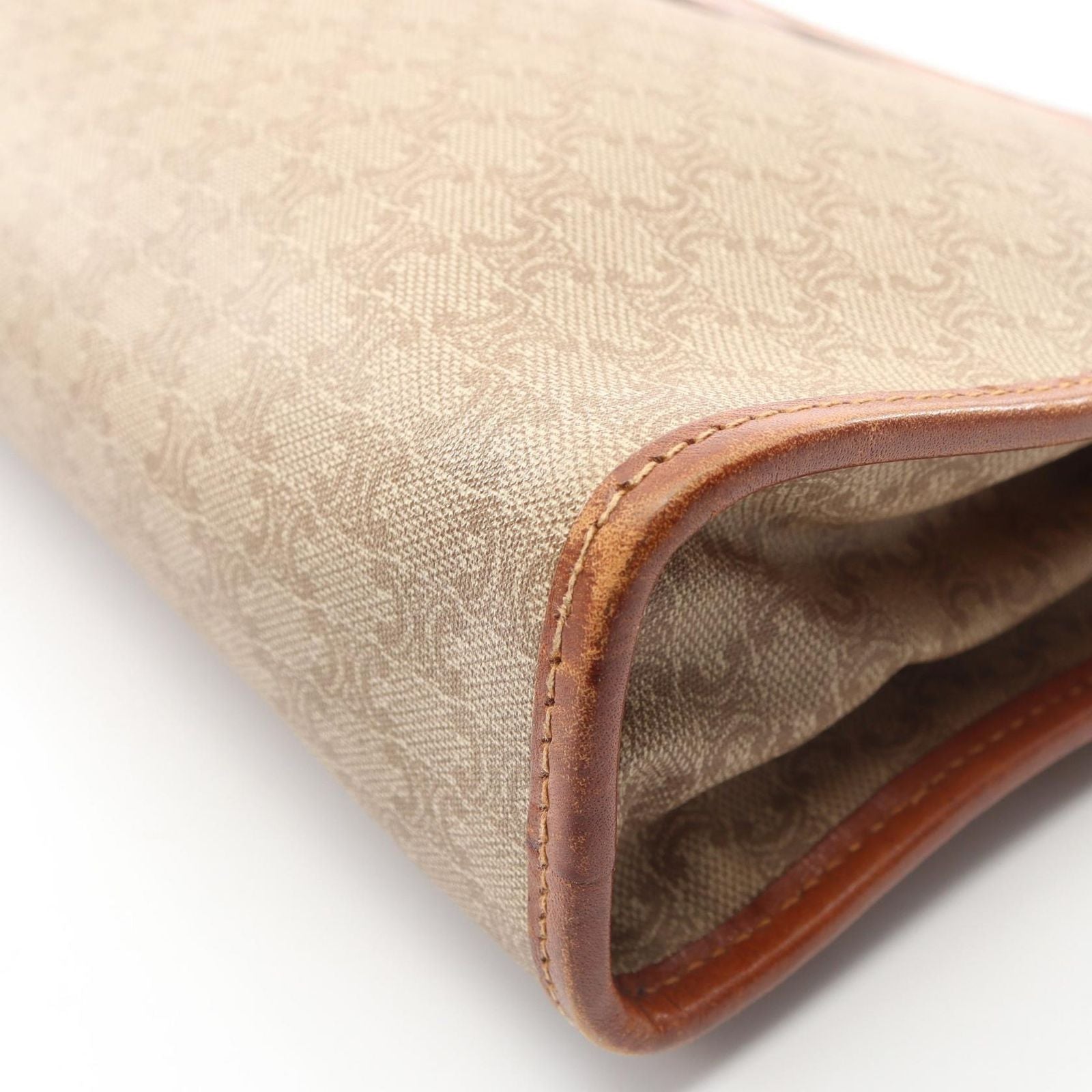 Celine Secondbag Clutch Macadam Beige Coatingcanvas Leather — view 5
