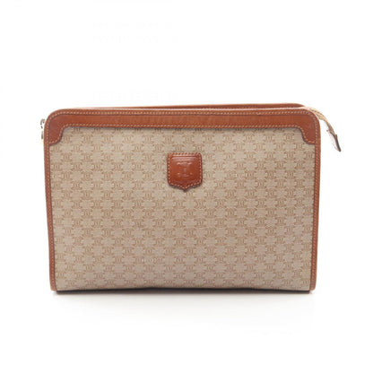 Celine Secondbag Clutch Macadam Beige Coatingcanvas Leather