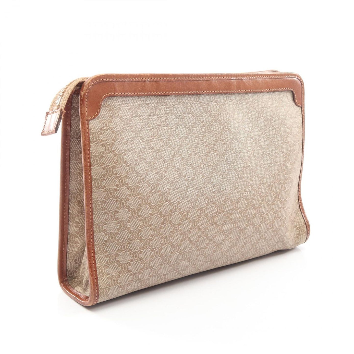 Celine Secondbag Clutch Macadam Beige Coatingcanvas Leather — view 2