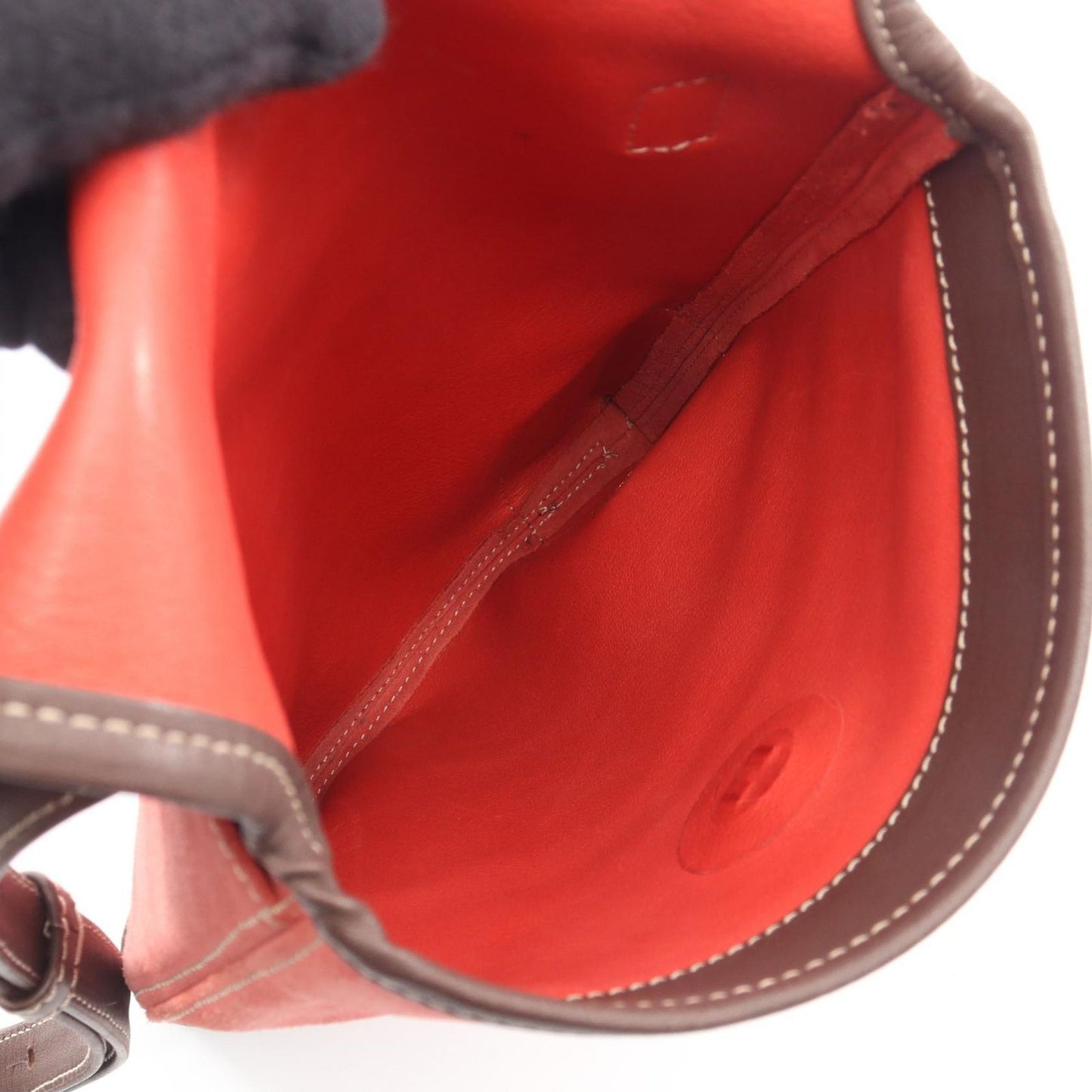 Loewe Shoulder Bag Anagram Red Brown Suede Leather — view 3