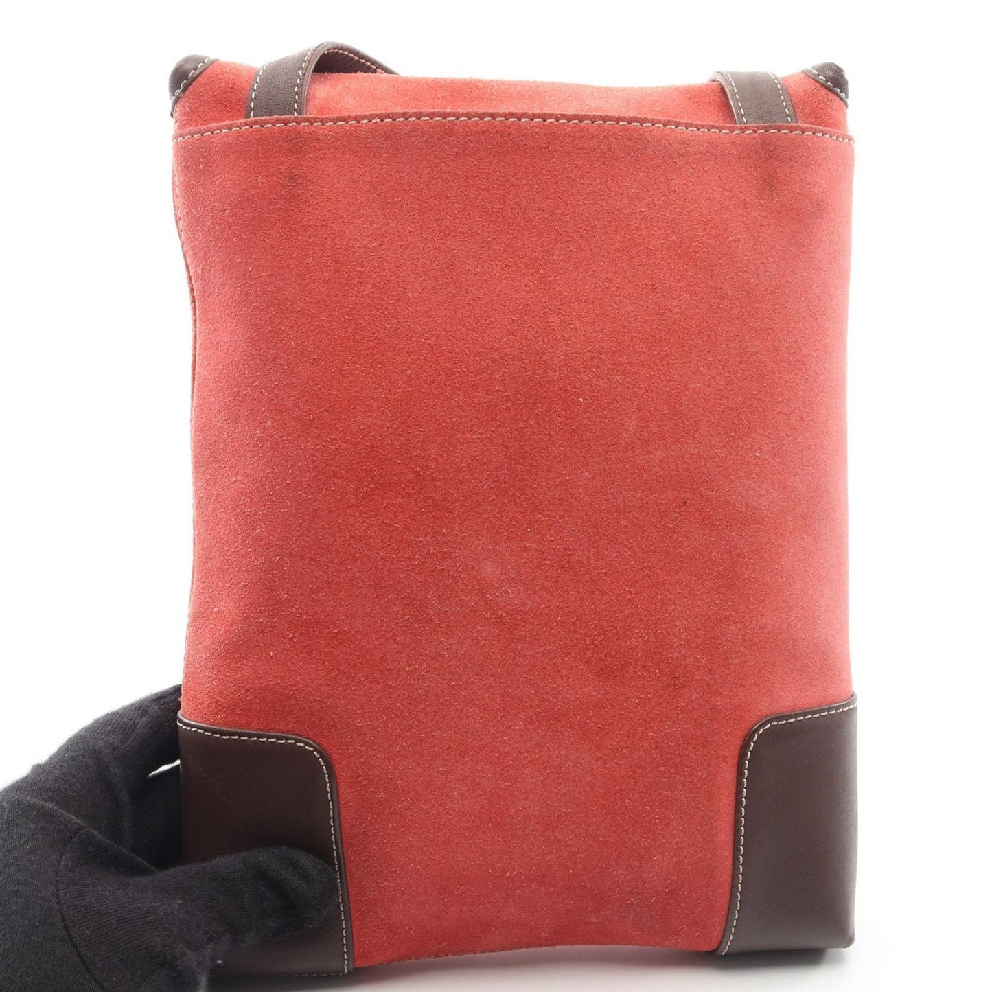Loewe Shoulder Bag Anagram Red Brown Suede Leather — view 5