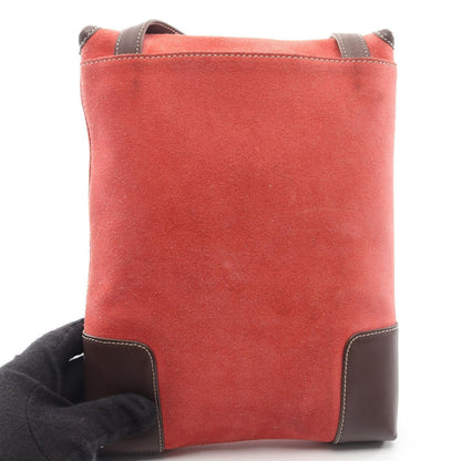 Loewe Shoulder Bag Anagram Red Brown Suede Leather — view 5
