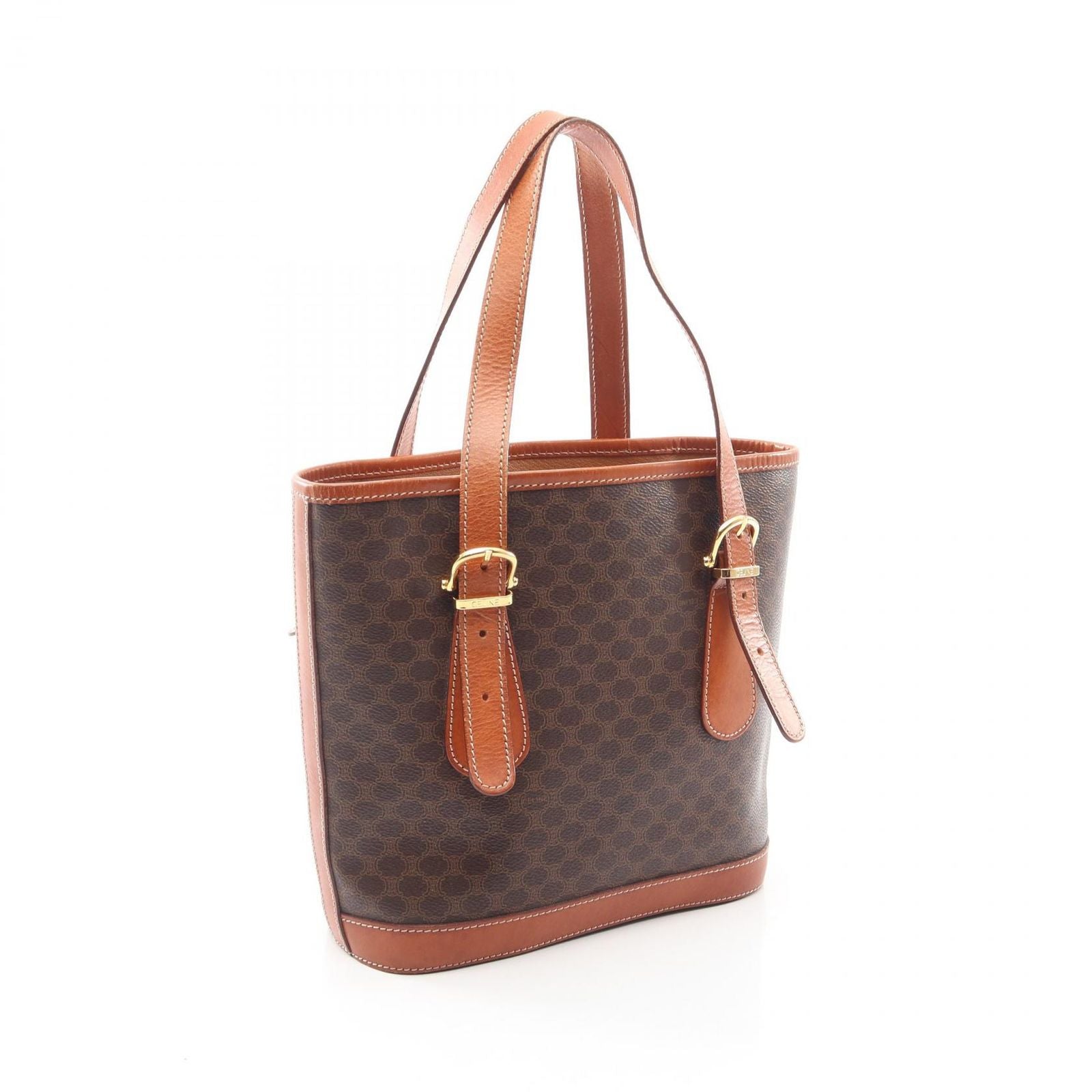 Celine Tote Macadam Brown Coatingcanvas Leather Handbag — view 2