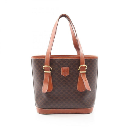 Celine Tote Macadam Brown Coatingcanvas Leather Handbag